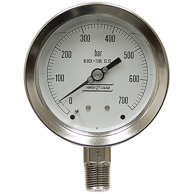 700 Bar Pressure 4" Dia. Dry Lower Mount 1/2" NPT Steel Gauge Versa V4354YBZ2