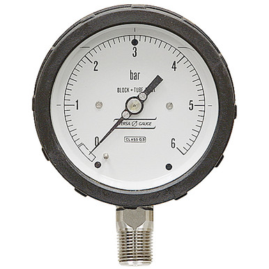 6 Bar Pressure 4" Dia. Dry Lower Mount 1/2" NPT Plastic Gauge Versa V4254Pbe2BSPT/BL