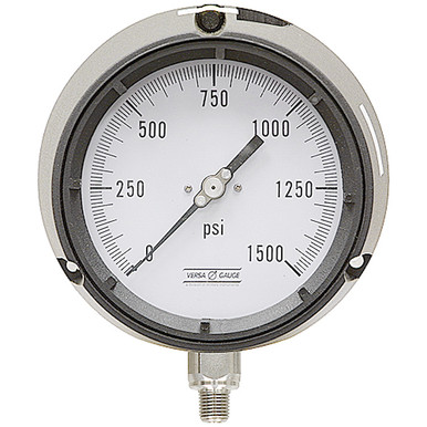 1500 PSI Pressure 4.5" Dia. Dry Flange Panel Mount 1/4" NPT Plastic Gauge Versa V4904QPR4