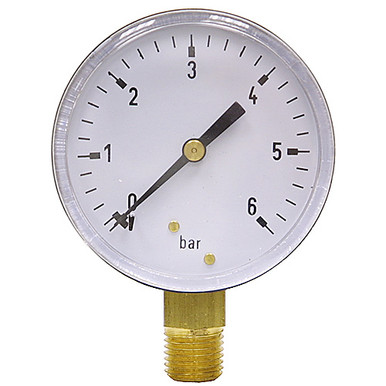 6 Bar 2.5" Dia. Dry Lower Mount 1/4" NPT Plastic Gauge