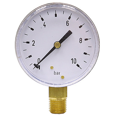 10 Bar Pressure 2.5" Dia. Dry Lower Mount 1/4" NPT Plastic Gauge