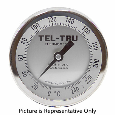 0 - 240° C 3-3/16" Face 12" Stem Thermometer Teltru AA375R Series 41101279