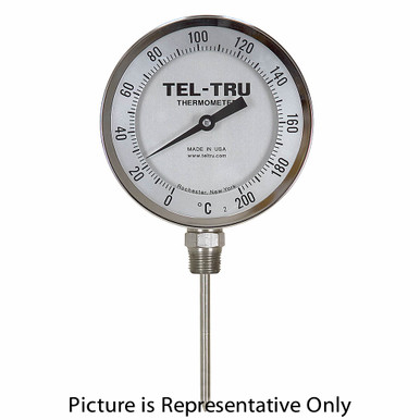 `-50 - 120 Degree F 5" Face 6" Stem Teltru BC550R Series 40100652 Thermometer