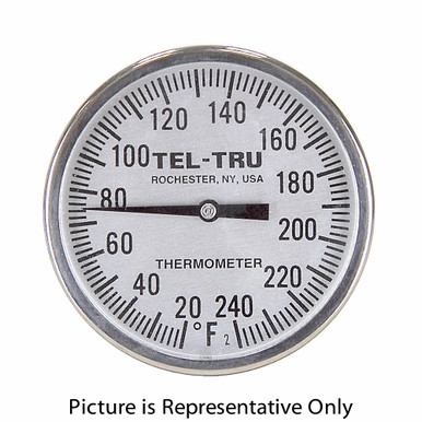 `-50 - 50 Degree C 2" Face 4" Stem Teltru LN250 Series 31180473 Thermometer