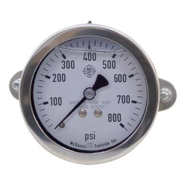 800 PSI Glycerin Filled 2.5 Stainless Steel Pressure Gauge