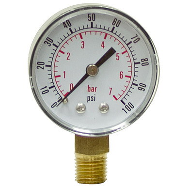 100 PSI Pressure 2" Dia. Dry Lower Mount 1/4" NPT Gauge Dynamic CDS-5P-007A