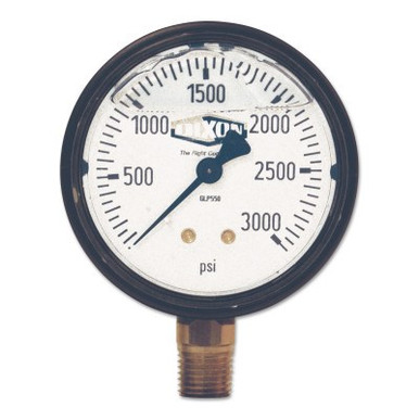 Dixon Valve Liquid Filled Gauge, 5000 psi, ABS, 1/4 in NPT (M), Lower Mount, 10/BX, #GLP555