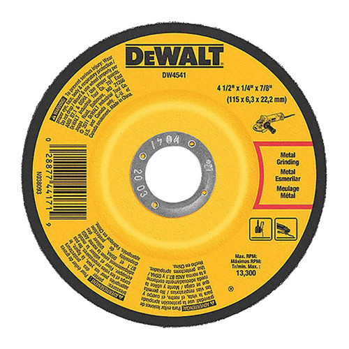 DeWalt Type 27 Depressed Center Metal Grinding Wheel, 4-1/2" x 1/4" x 7/8"