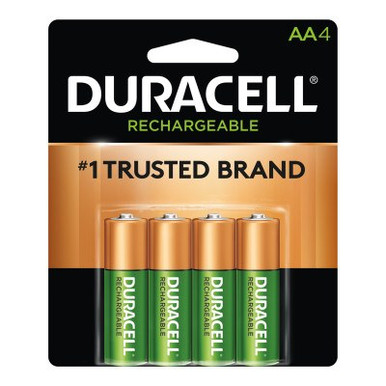 Duracell Pre-Charged Rechargeable Batteries, NiMH, AA, 1.2 V, 4 EA/PK, 1 PK, #DURNLAA4BCD