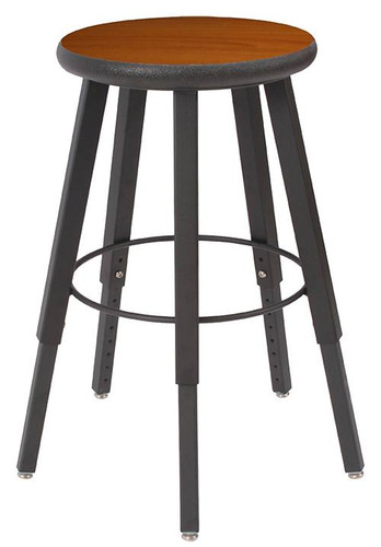 Wisconsin Bench 5-Legged Square Tube Stool, Adjustable-Height, 18 to 28", Black Laminate Seat