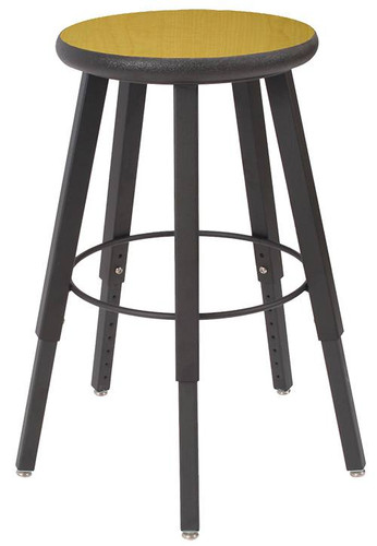Wisconsin Bench 5-Legged Square Tube Stool, Adjustable-Height, 22" to 32", Black Laminate Seat