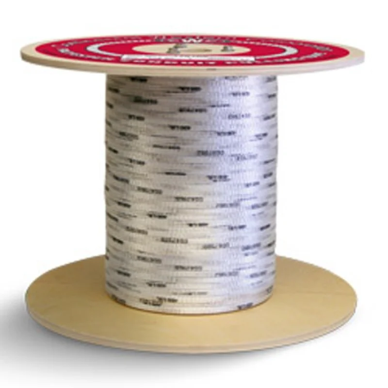 3/4″ x 3000′, 1800 lbs Polyester Mule Tape – White w/Black Markers