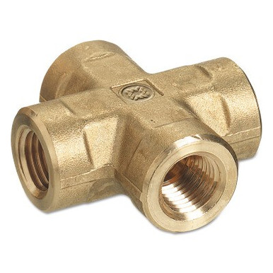 Western Enterprises Pipe Thread Crosses, Connector, 3,000 PSIG, Brass, 1/4 in (NPT), 1 EA, #BCR4HP