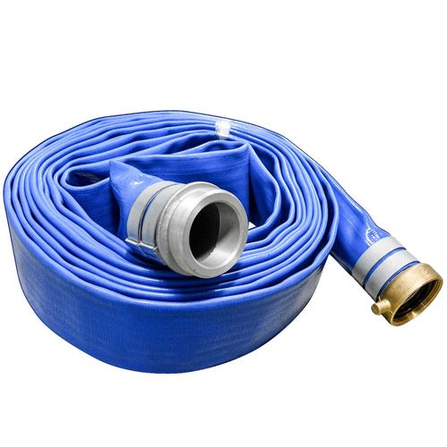 2" PVC Blue Pre-Coupled Lay Flat Discharge Hose 25'