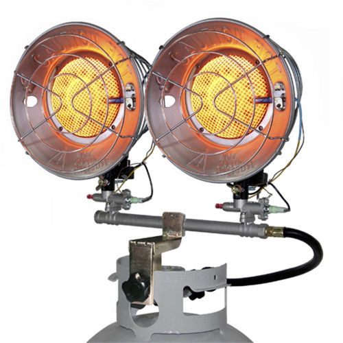 Radiant Tank Top Propane (LP) Gas Heater, Double Burner, With Tip-Over Shut-Off