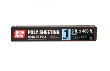 Grip Rite Light Duty Poly Sheeting, Clear, 2 mil, 8.4 ft x 200 ft, (1 Roll), #284200C