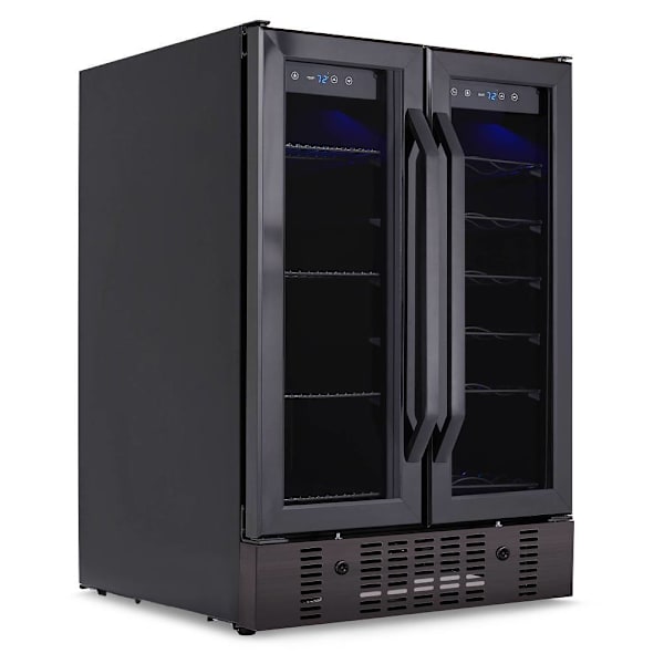 NewAir 24" Wine And Beverage Refrigerator And Cooler, 18 Bottle And 60 Can Capacity, Built-In Dual Zone Fridge In Black Stainles