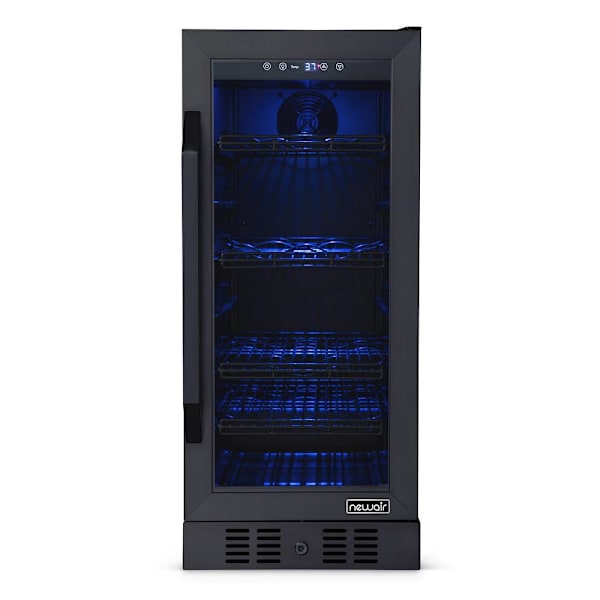 NewAir 15" Flipshelf™ Wine And Beverage Refrigerator, Reversible Shelves Hold 80 Cans Or 33 Bottles, Black Stainless Steel