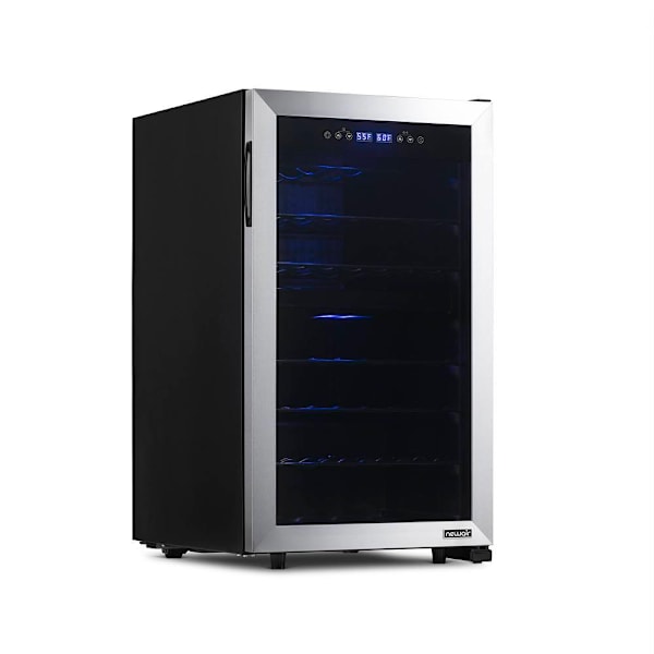 NewAir Freestanding 43 Bottle Dual Zone Compressor Wine Fridge In Stainless Steel, Adjustable Racks And Exterior Digital Thermos
