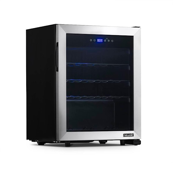 NewAir Freestanding 23 Bottle Compressor Wine Fridge In Stainless Steel, Adjustable Racks And Exterior Digital Thermostat