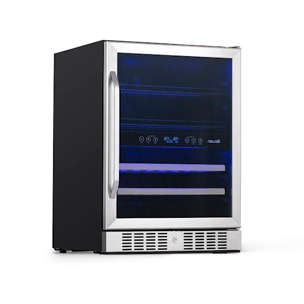 NewAir 24" Built-In Dual Zone 20 Bottle And 70 Can Wine And Beverage Fridge In Stainless Steel With Splitshelf And Smooth Rollin