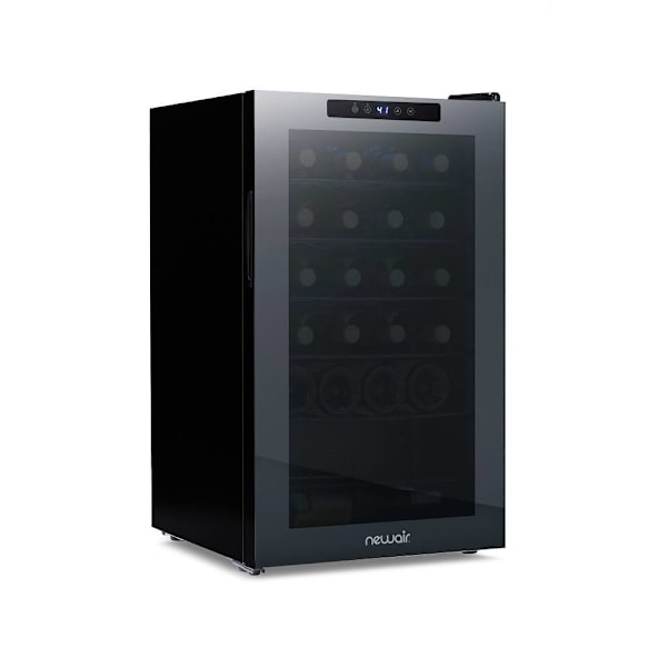 NewAir Shadow Series Wine Cooler Refrigerator 24 Bottle, Freestanding Mirrored Wine Fridge With Double-Layer Tempered Glass Door