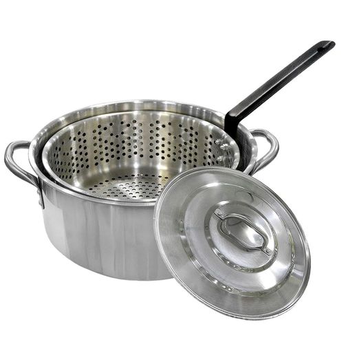 Carolina Cooker Steel Pot, Strainer, Lid, 10 Qt.