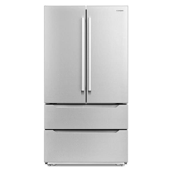 Cosmo 22.5 Cu Ft 4-Door French Door Refrigerator With Grip Handle In Ss