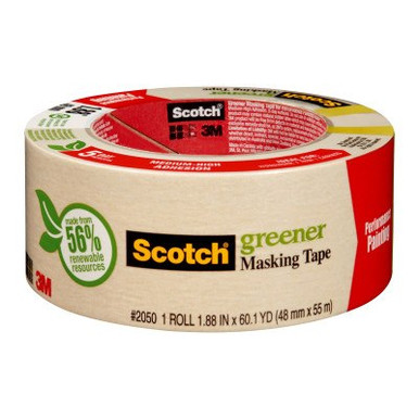 3M Scotch 2050 Greener Masking Tapes, 1.88 in x 60 yd, Beige, 1/RL
