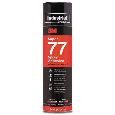 3M Super 77 Multi-Purpose Spray Adhesive, 16.75 oz Aerosol Can, Clear, 12 CN/CA