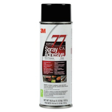 3M Super 77 Mult-Purpose Spray Adhesives, 24 oz Aerosol Can, Clear, 12 CN/CA