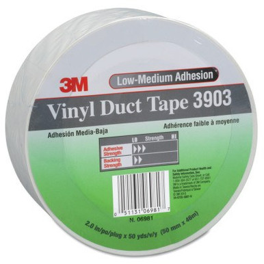 3M Vinyl Duct Tape 3903, Black, 2 in x 50 yd x 6.3 mil, 1/RL