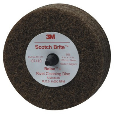 3M Scotch-Brite Rivet Cleaning Discs, Aluminum Oxide, 4 in Dia x 1.25 in Thick, 10 DC/CA, #7000120778