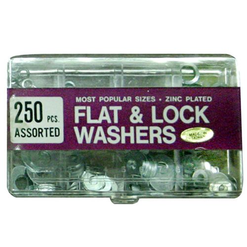 250 Piece Assorted Flat and Lock Washers