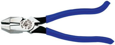 Klein Tools Ironworkers Pliers, 9 9/32 in Length, 23/32 in Cut, Plastic-Dip Hook Bend Handle, 1/EA, #D2139ST