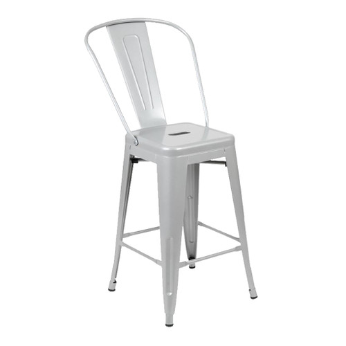 Flash Furniture 30.25" Metal Stool w/Back, Silver