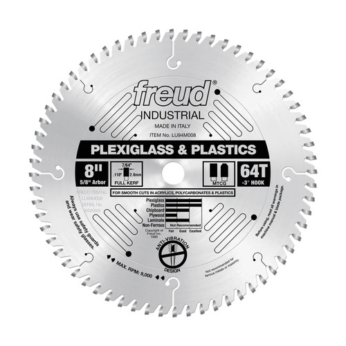 Freud Plastic-cutting Industrial Saw Blade, 8" x 64T