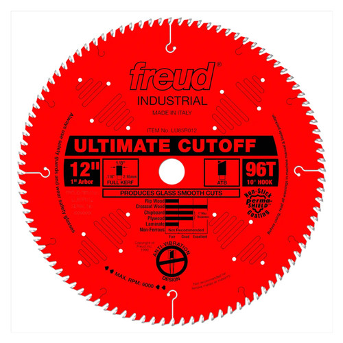 Freud Maximum Finish LU85R CT Crosscut Saw Blade, 12" x 96T