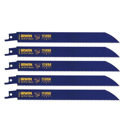 Irwin 8" 10 TPI Reciprocating Bi-Metal Blade (5 pack)