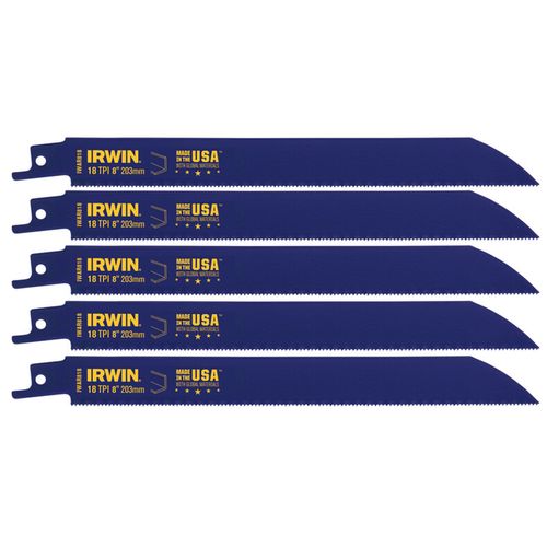 Irwin 8" 18 TPI Reciprocating Bi-Metal Blade (5 pack)