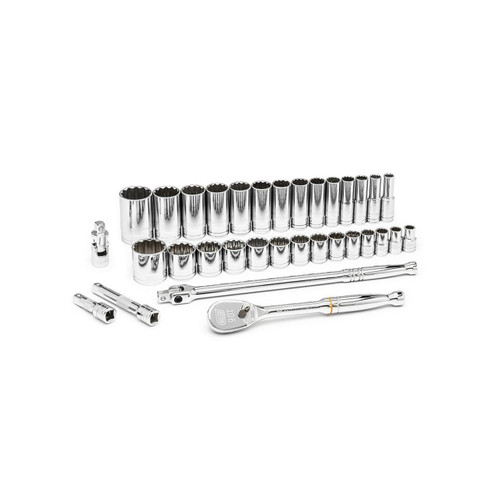 GearWrench 1/2" Drive 12-Point Standard & Deep SAE Sockets, 33-Piece Set