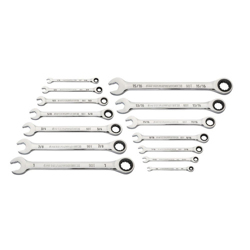 GearWrench 12-Point Combination SAE Ratcheting Wrench Set, 14-Piece