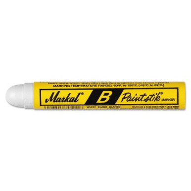 Markal Paintstik B Markers, 1 in X 4 3/4 in, White, 12/DOZ, #80260
