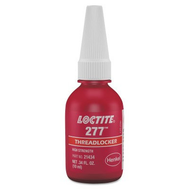 Loctite 277 Threadlockers, High Strength, 10 mL, 1 1/2 in Thread, Red, 1/BTL