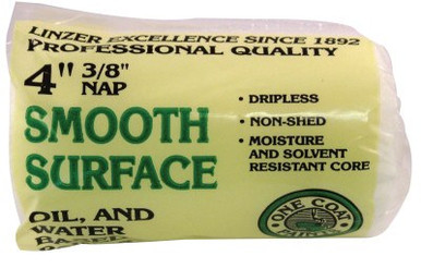 Linzer Shed-Resistant Roller Covers, 4 in, 3/8 in Nap, White Woven, 24/PK, #RC1014