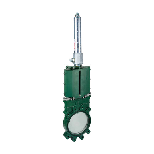 Metaltecnica 10 in. Cast Iron ANSI Flanged Gate Valve w/ Stainless Steel Knife - Double Acting Hydraulic Cylinder