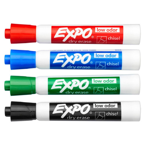 EXPO Low Odor Dry Erase Markers, 4-Pack
