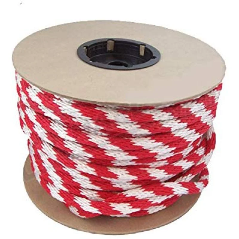 5/8in Solid Braid Multifilament Poly Red/White Halter Rope 200ft