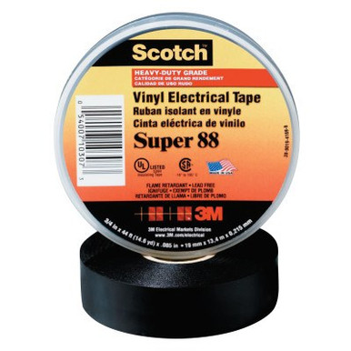 3M Scotch Super Vinyl Electrical Tapes 88, 36 yd x 1 in, Black, 1/RL