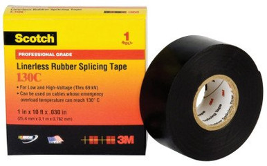 3M Scotch Linerless Splicing Tapes 130C, 30 ft x 2 in, Black, 1/RL